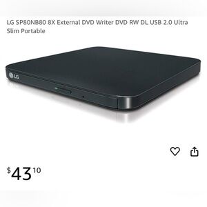 LG SP80NB80 8X External DVD Writer DVD RW DL USB 2.0 Ultra Slim Portable
